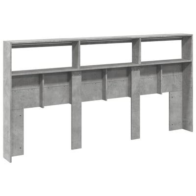 Sängynpäätykaappi LED-valoilla betoninharmaa 200x17x102 cm