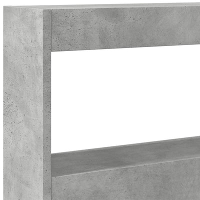 Sängynpäätykaappi LED-valoilla betoninharmaa 200x17x102 cm