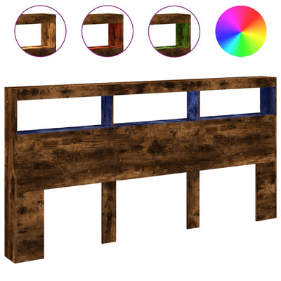 Savutammi sängynpäätykaappi Nculai 200x17x102cm (led-valoilla)