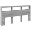 Sängynpäätykaappi LED-valoilla harmaa Sonoma 200x17x102 cm