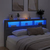 Sängynpäätykaappi LED-valoilla harmaa Sonoma 200x17x102 cm