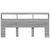 Sängynpäätykaappi LED-valoilla harmaa Sonoma 200x17x102 cm