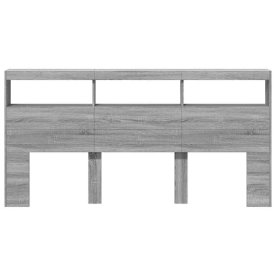 Sängynpäätykaappi LED-valoilla harmaa Sonoma 200x17x102 cm