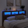 Sängynpäätykaappi LED-valoilla ruskea tammi 200x17x102 cm