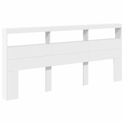 Sängynpäätykaappi LED-valoilla valkoinen 220x17x102 cm