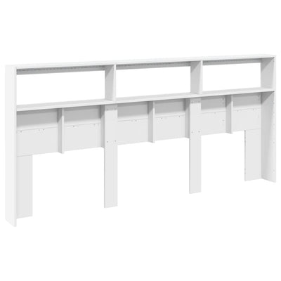 Sängynpäätykaappi LED-valoilla valkoinen 220x17x102 cm