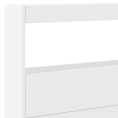 Valkoinen sängynpäätykaappi Nculai 220x17x102cm (led-valoilla)