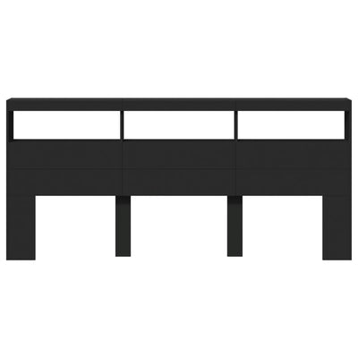 Musta sängynpäätykaappi Nculai 220x17x102cm (led-valoilla)