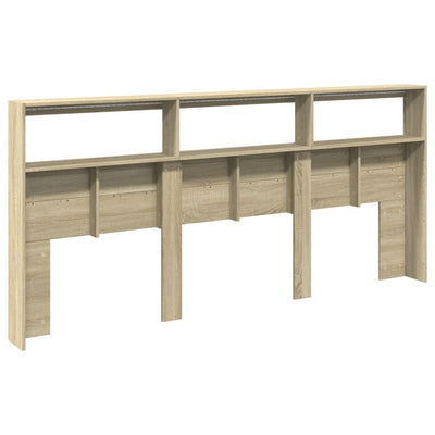 Sängynpäätykaappi LED-valoilla Sonoma-tammi 220x17x102 cm