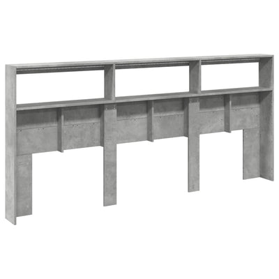 Sängynpäätykaappi LED-valoilla betoninharmaa 220x17x102 cm