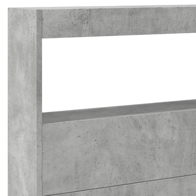 Sängynpäätykaappi LED-valoilla betoninharmaa 220x17x102 cm