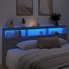 Sängynpäätykaappi LED-valoilla harmaa Sonoma 220x17x102 cm
