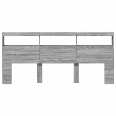 Sängynpäätykaappi LED-valoilla harmaa Sonoma 220x17x102 cm