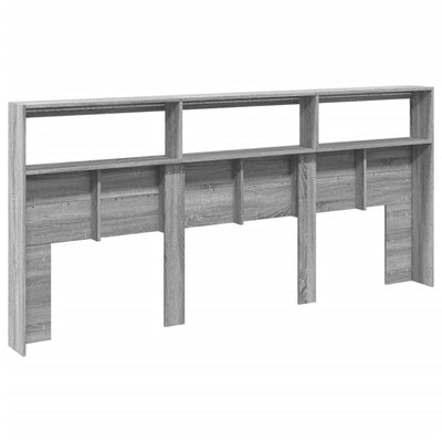 Sängynpäätykaappi LED-valoilla harmaa Sonoma 220x17x102 cm