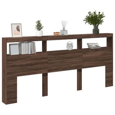 Ruskea tammi sängynpäätykaappi Nculai 220x17x102cm (led-valoilla)