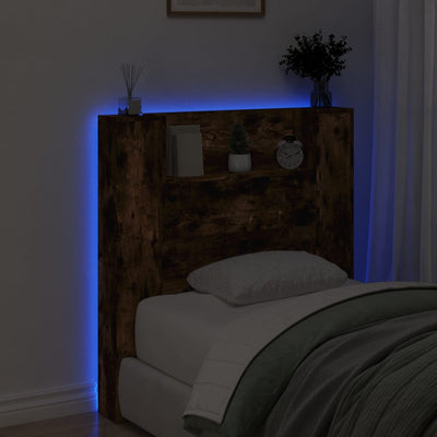 Sängynpäätykaappi LED-valoilla savutammi 100x16,5x103,5 cm