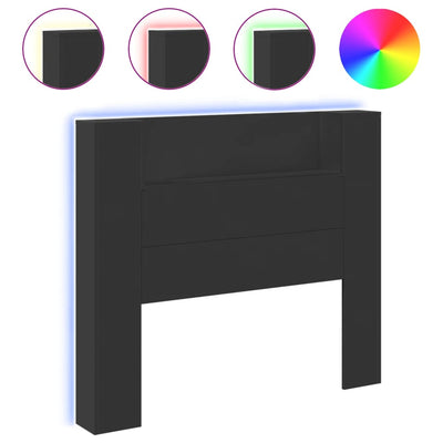 Sängynpäätykaappi LED-valoilla musta 120x16,5x103,5 cm