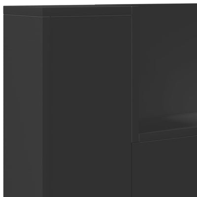 Sängynpäätykaappi LED-valoilla musta 120x16,5x103,5 cm