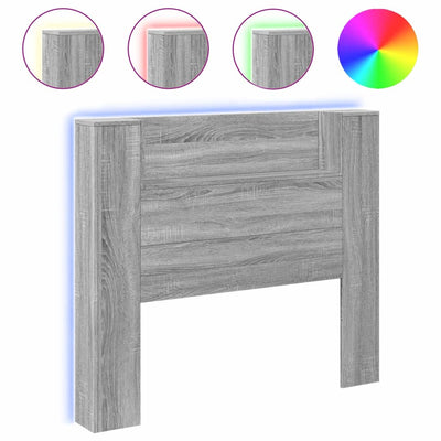 Sängynpäätykaappi LED-valoilla harmaa Sonoma 120x16,5x103,5 cm