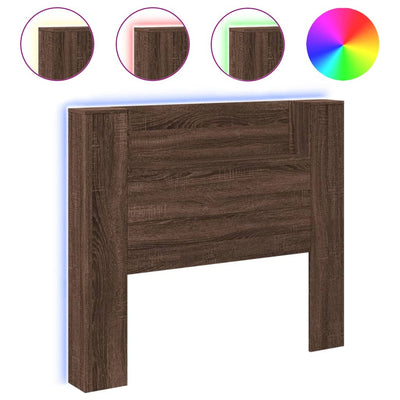 Sängynpäätykaappi LED-valoilla ruskea tammi 120x16,5x103,5 cm