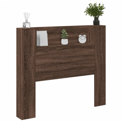 Sängynpäätykaappi LED-valoilla ruskea tammi 120x16,5x103,5 cm