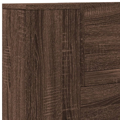 Sängynpäätykaappi LED-valoilla ruskea tammi 120x16,5x103,5 cm