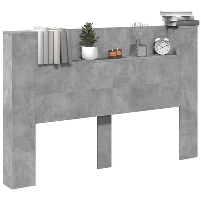 Sängynpäätykaappi LED-valoilla betoninharmaa 160x16,5x103,5 cm