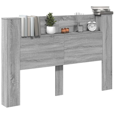 Sängynpäätykaappi LED-valoilla harmaa Sonoma 160x16,5x103,5 cm