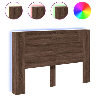 Sängynpäätykaappi LED-valoilla ruskea tammi 160x16,5x103,5 cm