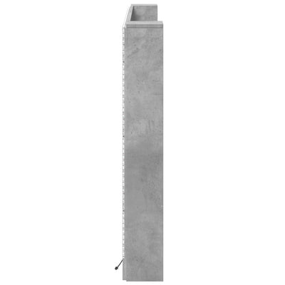 Sängynpäätykaappi LED-valoilla betoninharmaa 180x16,5x103,5 cm