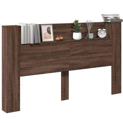 Sängynpäätykaappi LED-valoilla ruskea tammi 180x16,5x103,5 cm