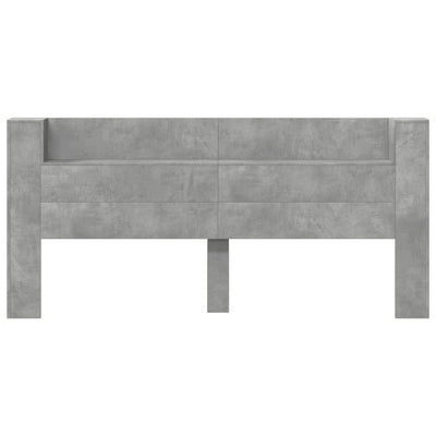 Sängynpäätykaappi LED-valoilla betoninharmaa 200x16,5x103,5 cm