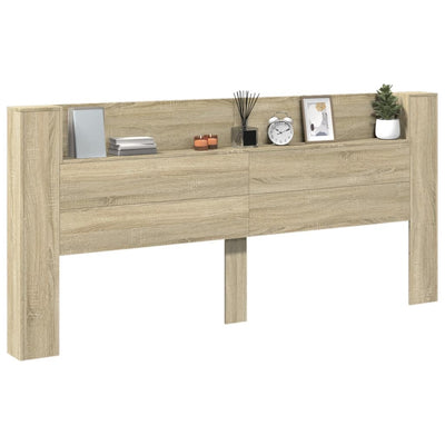 Sängynpäätykaappi LED-valoilla Sonoma-tammi 220x16,5x103,5 cm