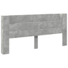 Sängynpäätykaappi LED-valoilla betoninharmaa 220x16,5x103,5 cm