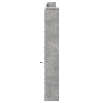 Betoninharmaa sängynpäätykaappi Turculet 220x16,5x103,5cm (led-valoilla)