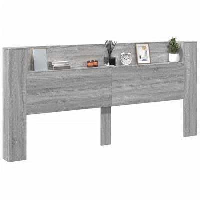 Sängynpäätykaappi LED-valoilla harmaa Sonoma 220x16,5x103,5 cm