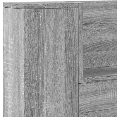 Harmaa sängynpäätykaappi Turculet 220x16,5x103,5cm (led-valoilla)