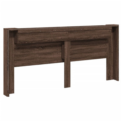 Sängynpäätykaappi LED-valoilla ruskea tammi 220x16,5x103,5 cm
