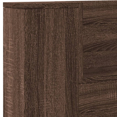 Sängynpäätykaappi LED-valoilla ruskea tammi 220x16,5x103,5 cm