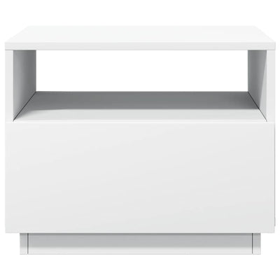 Valkoinen sohvapöytä led-valoilla Montanori 50x49x40cm