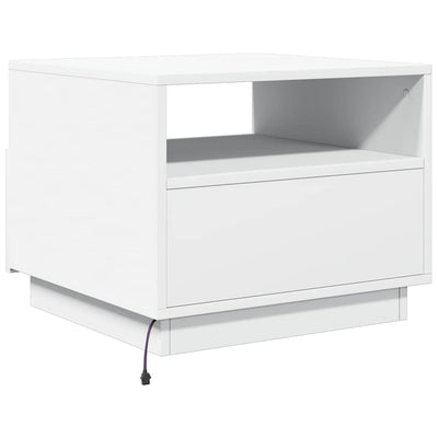 Valkoinen sohvapöytä led-valoilla Montanori 50x49x40cm