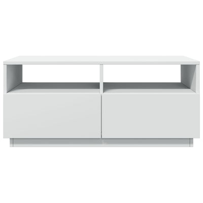 Sohvapöytä LED-valoilla valkoinen 90x49x40 cm