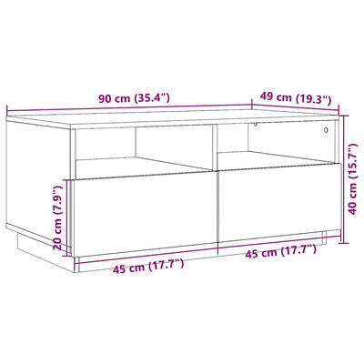 Betoninharmaa sohvapöytä led-valoilla Montanori 90x49x40cm