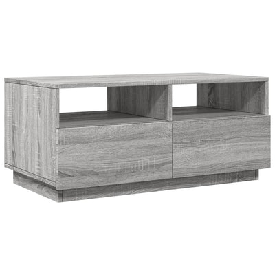 Sohvapöytä LED-valoilla harmaa Sonoma 90x49x40 cm