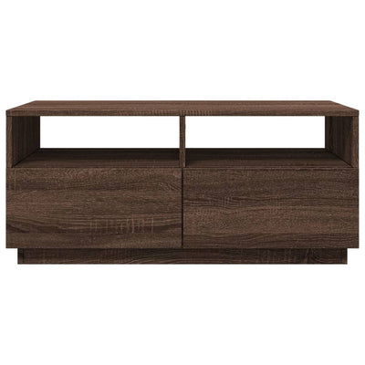 Sohvapöytä LED-valoilla ruskea tammi 90x49x40 cm