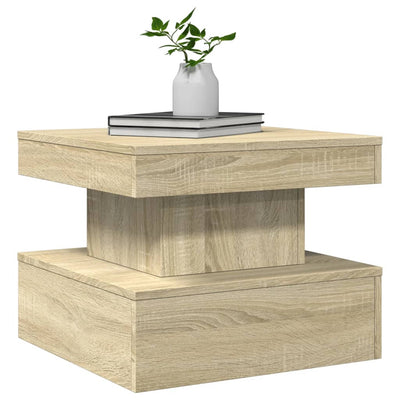 Sohvapöytä LED-valoilla Sonoma-tammi 50x50x40 cm