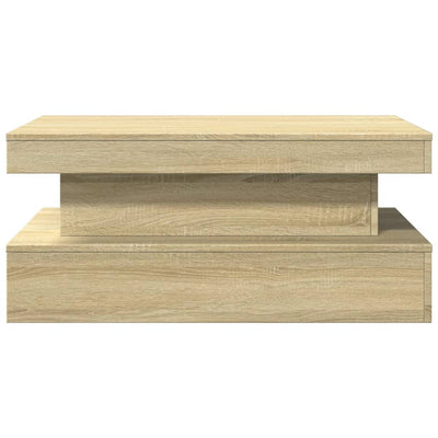 Sonoma tammi sohvapöytä led-valoilla Claudie 90x50x40cm