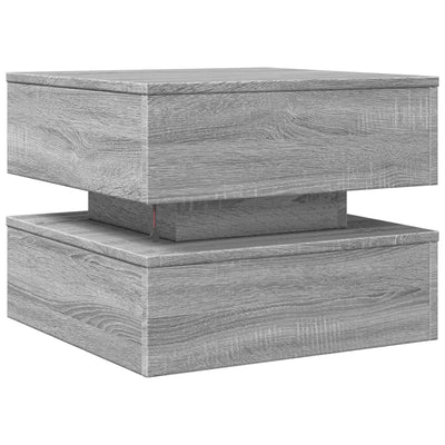 Sohvapöytä LED-valoilla harmaa Sonoma-tammi 50x50x40 cm