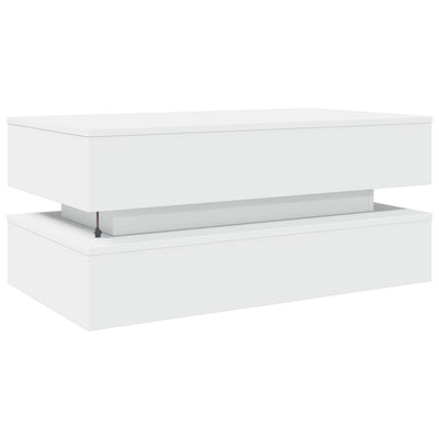 Sohvapöytä LED-valoilla valkoinen 90x50x40 cm