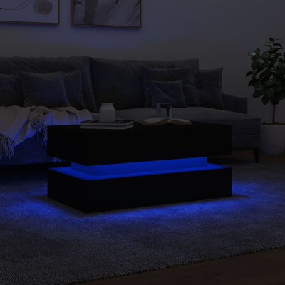 Sohvapöytä LED-valoilla musta 90x50x40 cm